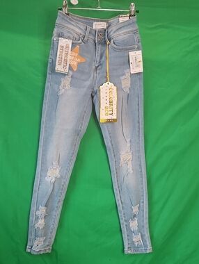 Celebrity Ace Light Wash Distressed High-Rise Skinny Jeans